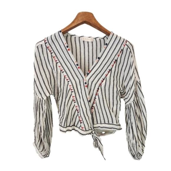 Altar'd State Size Small Striped Cropped Boho Style Blouse - Picture 1 of 12